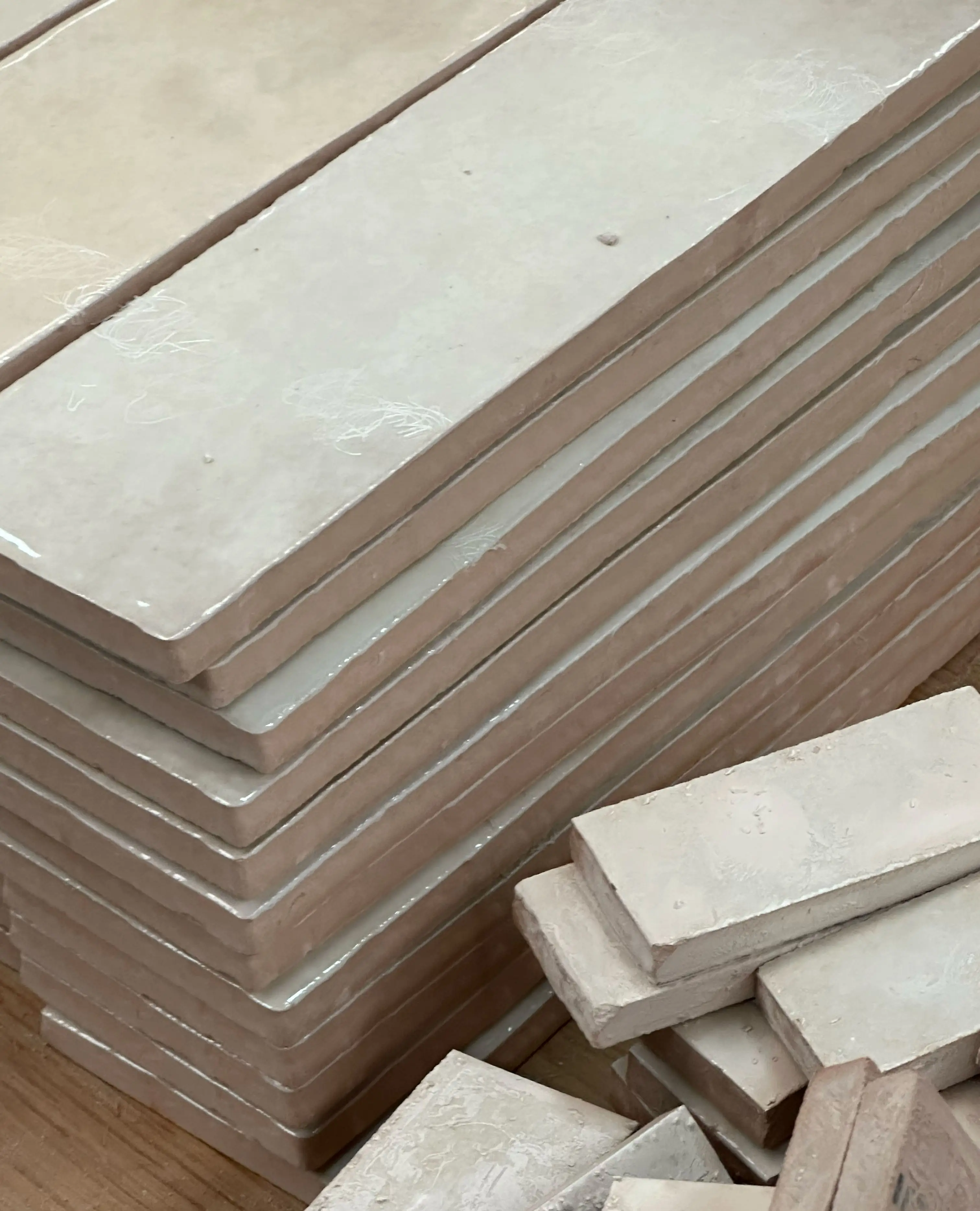 Stacked finished timber boards prepared for site installation